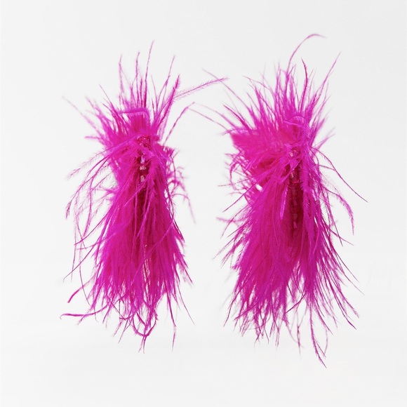 Zara FEATHER EARRINGS - Picture 2 of 5